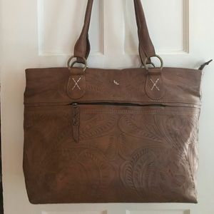 Hand-tooled Peruvian leather handbag